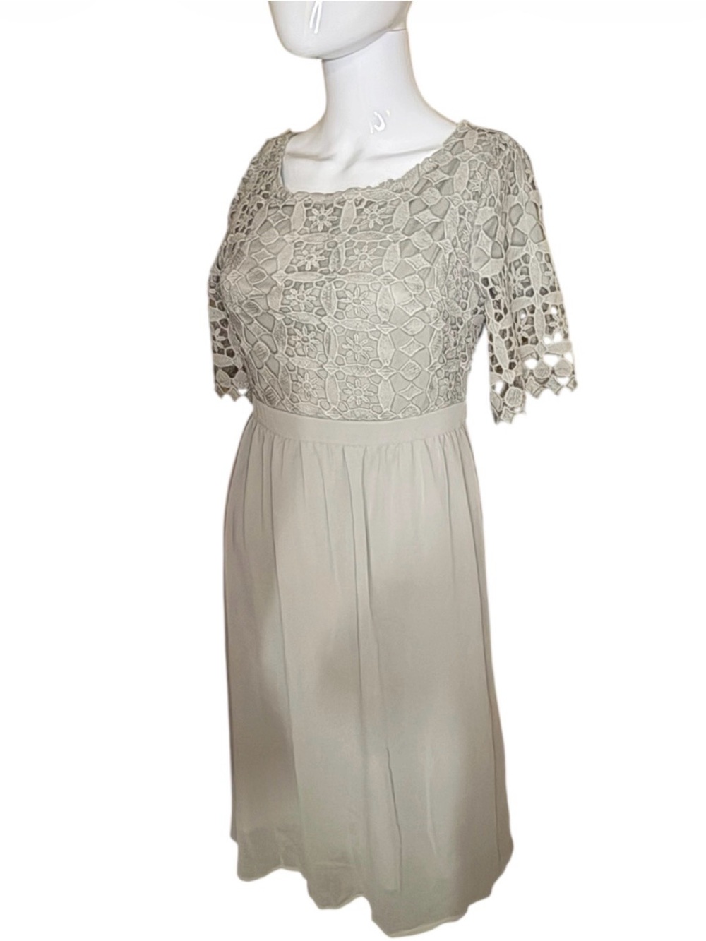 Polagram Cream Lace Bodice Midi Dress